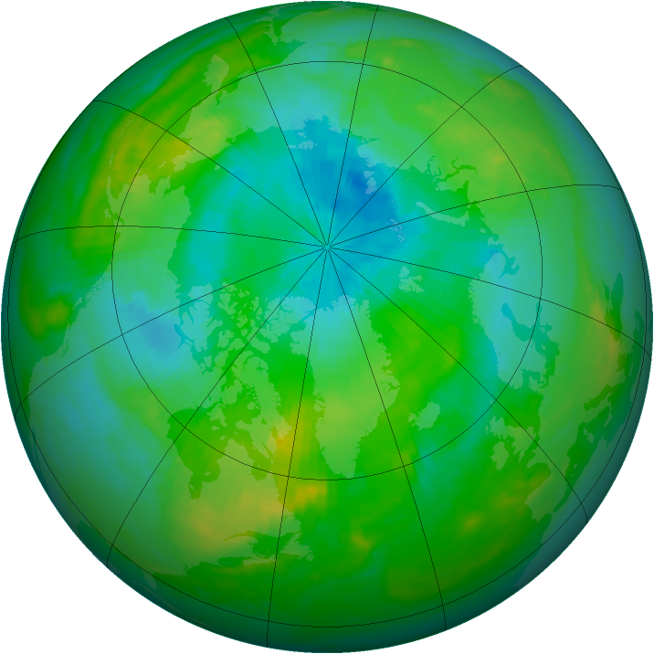 Arctic ozone map for 09 August 1983